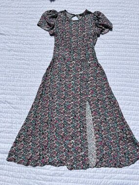 AFRM Floral Maxi Dress in Pink, Green, and Cream